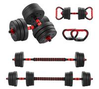 TEENO Kit Haltères Musculation 5-en-1, 20 kg, Comprend des kettlebells, des haltères, des barres et des supports pour pompes, adaptés à la remise en forme à domicile