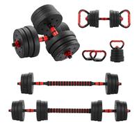 TEENO Kit Haltères Musculation 6-en-1, 20 kg, Comprend des kettlebells, des haltères, des barres et des supports pour pompes, adaptés à la remise en forme à domicile