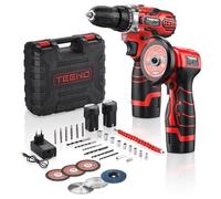 TEENO Kit perceuse à percussion et meuleuse d’angle sans fil 16,8 V - 25+1 réglages de couple (45 Nm), meuleuse 19 500 tr/min, 2 batteries fournies, pour bricolage, menuiserie et réparation automobile