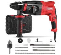 TEENO Marteau Perforateur Filaire SDS Plus 950W avec 17 Accessoires, Marteau Perforateur 0-1150RPM/5100BPM avec 4 Fonctions et Embrayage de Sécurité,Vitesse Variable,Béton, Acier, Bois