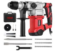 TEENO Marteau Perforateur SDS-Plus 1500W 7J, 6 Vitesses, 4 Fonctions,4500BPM, Câble de 2M, Embrayage de Sécurité & Technologie Anti-vibration
