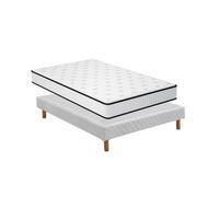 TEENO-Matelas 140 ×190 en Mousse + Sommier 140 ×190 tapissier volige 4 Pieds et 26 lattesParfait Soutien Haute Resilience Ultra Respirante, Matelas réversible à Deux Faces entièrement utilisables 140