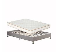 TEENO-Matelas en Mousse(160x200×18CM)+Cadre de lit Plateforme capitonné 31 cm, Parfait Soutien Haute Resilience Ultra Respirante, Matelas réversible à Deux Faces entièrement utilisables，Gris foncé