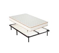 TEENO-Matelas en Mousse+Sommier à Lattes sur Pieds-7 Pieds Inclus Lit (140 x 190，18CM), Parfait Soutien Haute Resilience Ultra Respirante, Matelas réversible à Deux Faces entièrement utilisables