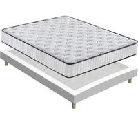 TEENO Matelas mousse+ Lit boxspring avec 4 pieds et 26 lattes (160x200cm, 22)