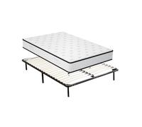 TEENO Matelas140×190 en Mousse+Sommier à Lattes sur Pieds-7 Pieds Inclus,140×190cm,22 Parfait Soutien Haute Resilience Ultra Respirante, Matelas réversible à Deux Faces entièrement utilisables