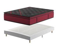 TEENO Mémoire Ensemble Composè, Matelas en Mousse 140x200x30 cm+Sommier tapissier volige,9 Pieds Inclus,Ensemble Matelas et sommier