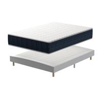 TEENO Mémoire Ensemble Composè, Matelas en Mousse 160x200x32 cm+Sommier tapissier volige,9 Pieds Inclus,Ensemble Matelas et sommier
