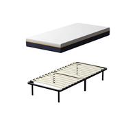 TEENO Mémoire Ensemble Composè,Matelas en Mousse 90x190x17 cm et Mousse A Mémoire Matelas +Sommier à Lattes sur Pieds-6 Inclus