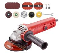 TEENO Meuleuse D'angle 125mm 1000W Avec 20 Accessoires, Meuleuses D'angle 12000 trs/min, (Disqueuse 125mm) Pour la Coupe et le Meulage, le Polissage, le Métal, le Bois, la Céramique, la Pierre