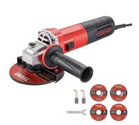 TEENO Meuleuse D'angle 125mm 1000W, Meuleuses D'angle 2000-12000 trs/min, Disqueuse à Ébarber/à Tronçonner:125 mm 4 pièces, Pour la coupe et le meulage du métal,Carter de Protection et Poignée