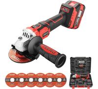 TEENO Meuleuse d'angle sans balais, Meuleuse d'angle sans fil, Vitesse à vide 9800 tr/min (Disque à meuler/découper : 125 mm), avec 2 batteries 20V 3000mAh