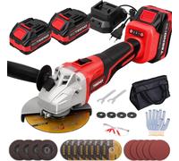 TEENO Meuleuse d'angle sans fil 125 mm, 21V 1000W Meuleuse d'angle avec 2 * batterie 4.0Ah & 1*chargeur rapide, 9100RPM