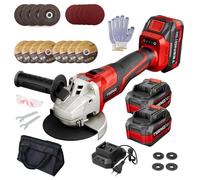 TEENO Meuleuse d'Angle Sans Fil 21V 1000W Brushless | 9100RPM, 2x Batteries 4.0Ah | Disques de Coupe 125mm + Disque à Lamelles | Pour Coupe Métal/Bois/Rockwool, Atelier & Bricolage