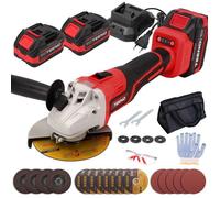 TEENO Meuleuse d'angle sans fil, Meuleuse d'angle 21V 1000W avec 2 Batteries 4.0Ah, 9100RPM Moteur Brushless, Disques de Coupe