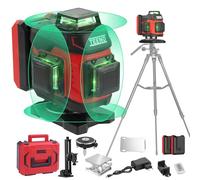 TEENO Niveau laser 360 °portable, léger, laser vert auto-nivelant avec batterie rechargeable 5400 mAh - Niveau laser Autonivelant pour l'extérieur