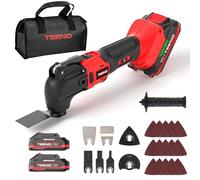 TEENO Outil Multifonction Oscillant Sans Fil 20V, Brushless Outil Multifonction Sans Fil, 6 Vitesses Variables, 8500-21000 tr/min, Chargeur, Angle Oscillant 4°, Pour Racler, Polir, Couper (2 piles)