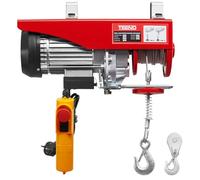 TEENO Palan électrique 1450W 20 m, Surcharge Ascenseur Treuil électrique 220V, Suspension Simple et Double 400KG/800KG,6 m/min |12 m/min Rouge