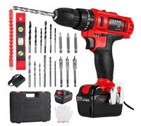 TEENO Perceuse-tourneuse sans fil 21V avec 2 batteries 2000mAh, 40Nm, 18+3 positions de couple, 20 accessoires