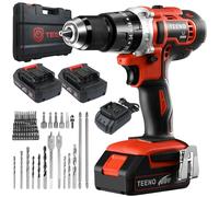 TEENO Perceuse Visseus Sans Fil 2 x 2.0Ah Batteries, Visseuse Devisseuse 45Nm Perceuse Percussion,25+3 Réglages de Couple,69 Accessoires +Valise,LED,pour Bricolage