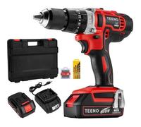TEENO® Perceuse visseuse à percussion plus avec 2 batteries 20V 2,0 Ah Li-ion à Mandrin automatique 13mm