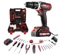 TEENO Perceuse Visseuse Sans Fil 21V,45 Nm Visseuse Devisseuse Sans Fil avec 2 Batteries 2.0Ah,25+1 Réglages de Couple,2 Vitesses,LED,46 Accessoires et Valise,Pour la menuiserie