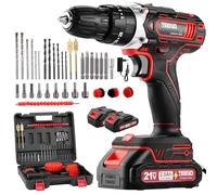 TEENO Perceuse Visseuse Sans Fil 21V Pour Batterie Makita 2 Batteries 2.0Ah,45Nm Max Perceuse Percussion Sans Fil,39 Accessoires et Valise,25+3 RéGlages de Couple,3 brosses de nettoyage,2 Vitesses,LED