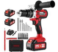 TEENO Perceuse Visseuse Sans Fil 21V Pour Batterie Makita 2 Batteries 4.0Ah, 90Nm Max Perceuse Percussion Sans Fil avec 39 Accessoires et Valise,20+3 RéGlages de Couple,13mm Mandrin,2 Vitesses,LED