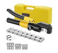 TEENO Pince à Sertir Hydraulique 10T avec 9 Matrices Hexagonales Course 12mm,Coffret de Outil de Sertissage 4-70 mm²,Avec 9 cosses de Câbles