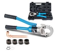 TEENO Pince à Sertir Hydraulique Professionnelle 100kn, Tête Rotative à 360°, Poignée Isolée, Kit Outil de Sertissage Ø 16-32 mm avec 4 matrices de sertissage TH16, TH20, TH26, TH32