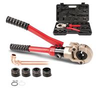 TEENO Pince à sertir professionnelle 10T, Profil TH 16, 20, 26, 32, Pour tube composite avec raccords du profil TH, Tête Rotative à 360° et Poignée Ergonomique en Caoutchouc, Inserts de mâcho, Rouge