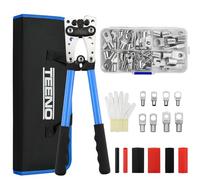 TEENO Pinces à Sertir, Kit de 60 cosses à sertir et Tubes Thermorétractables pour câble de batterie, Pinces d'électricien pour Sertir des câbles de 6-50mm² (AWG 10-0), pochette de transport