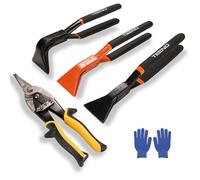 TEENO Pinces Pliantes 0°-45°-90° avec Cisailles Aviation, 3 Pièces Pince à Plier Avec Les Différents Angles, CR-V Cisaille à tôle Série Aviation, Coupe Droite