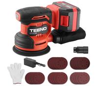TEENO Ponceuse Orbitale Sans Fil 20V, Kit Complet avec 25 Papiers de Verre, Batterie 4.0Ah et Système d'Aspiration