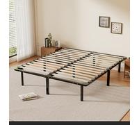TEENO Rete Letto Matrimoniale 160 x 190 a Doghe in Legno,con 9 Gambe e 2x14 File di Doghe, Alto Sotto Letto 32 cm per Ampio Spazio di Archiviazione,Adatta a Tutti i Tipi di Materassi,Stile Moderno