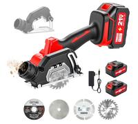 TEENO Scie Circulaire Sans Fil Mini Compacte, Scies Circulaires Électriques, 2 Batteries 4.0Ah, 3 Lames, 20000 Tr/Min, Meuleuse À Disque, Capot Anti-Poussière Amovible, Pour Métal, Bois Et Carrelage