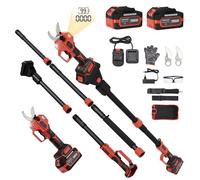 TEENO Sécateur Électrique Avec Perche,Portée Totale 4.3 m, Coupe 50 mm, 8 Ah Batteries, Câble de Prolongation 1.05m