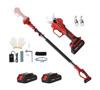 TEENO Sécateur électrique sans Fil avec 2 Mètres Perche Télescopique，Diamètre De Coupe15-40mm，2 * 2.0Ah Batteries pour la Taille