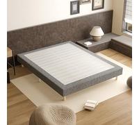 TEENO Sommier 140x190 | Sommier Tapissier en Tissu Gris | Lit Double Confortable avec 9 Pieds | 2x14 Lattes | Lit 140 x 190 avec Sommier | Hauteur du 29 cm | Parfait pour Chambre et Masion