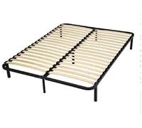 TEENO Sommier 160 x 200CM - Cadre de lit a Lattes Renforcé et Soutien Réglable - Sommier à Lattes avec Pieds pour Lit 160 x 200 CM Matelas 160 x 200CM - Noir