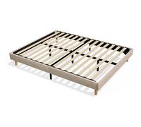TEENO Sommier 160x200 avec 9 Pieds | Lit Beige 160x200 cm avec Sommier Tapissier | Adaptable pour Repos/Travail à Domicile | Idéal pour Chambre Master