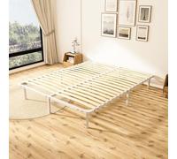 TEENO Sommier 160x200 | Sommiers à Lattes avec 9 Pieds | 2x18 Lattes | Hauteur 29cm | Cadre de Lit 160x200 avec Sommier | Lit Double | Blanc, Style Moderne et Minimaliste