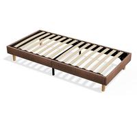 TEENO Sommier 90x200 | Cadre de Lit en Tissu Marron 90x200 cm avec Sommier | Durable avec 14 Lattes | Idéal pour Chambre d'Invité | Design Moderne | Facile Montage