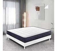 TEENO Sommier Tapissier 140x190 CM - Cadre de lit a Lattes Renforcé et Soutien Réglable - Sommier à Lattes avec Pieds pour Lit 140x190CM Matelas 140x190CM - Blanc