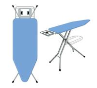 TEENO Table à Repasser Pliable 120 x 45 cm(Bleu) | pour Centrale Vapeur,Verrouillage Sécurisé,7 Réglages De Hauteur,Coton 100%,Universel pour La Maison/La Laverie