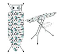 TEENO Table à Repasser Pliable 120 x 45 cm,pour Centrale Vapeur,Verrouillage Sécurisé,7 Réglages De Hauteur, Housse en Coton 100%,Support De Fer Intégré,Universel pour La Maison(Triangle)