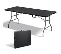 TEENO Table Pliante 180x74x74 cm | Rectangulaire Noir | Table Pliante Exterieur 6 Or 8 Places | avec Verrou de Sécurité | HDPE | Table de Jardin Pliante Parfaite pour Buffet,Fêtes et Camping