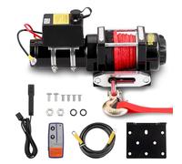 TEENO Treuil électrique 12V 4 500 LBS / 2041 Kg, Corde Synthétique 5.5 mm x 10 m, Télécommande Sans Fil Treuil à Corde en Nylon avec Contrôleur Filaire