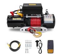 TEENO Treuil électrique 12V, Traction Jusqu'à 6000 LB / 2722 kg, Treuil de Corde Synthétique sans Fil télécommandé,Corde de Traction en Nylon Rouge,Télécommande sans Fil 30m et Télécommande Limitée