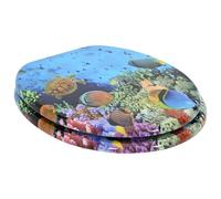 Teenpull Abattant WC à fermeture amortie - En MDF - Bleu marine profond - 44 x 38 cm - Avec système d'abaissement automatique - Antidérapant - Compact - Adapté pour salle de bain et WC d'invités